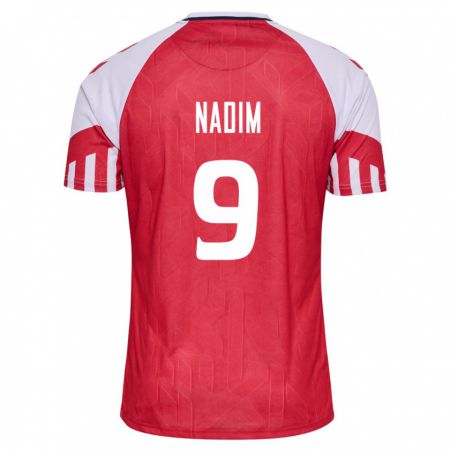Kandiny Enfant Maillot Danemark Nadia Nadim #9 Rouge Tenues Domicile 24-26 T-Shirt
