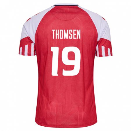 Kandiny Enfant Maillot Danemark Janni Thomsen #19 Rouge Tenues Domicile 24-26 T-Shirt