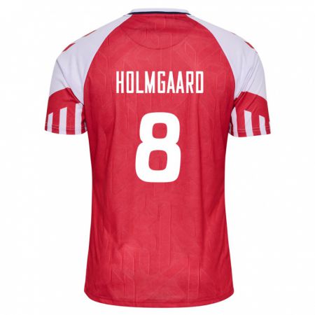 Kandiny Enfant Maillot Danemark Sara Holmgaard #8 Rouge Tenues Domicile 24-26 T-Shirt