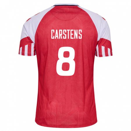 Kandiny Enfant Maillot Danemark Signe Carstens #8 Rouge Tenues Domicile 24-26 T-Shirt