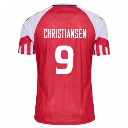 Kandiny Enfant Maillot Danemark Nanna Christiansen #9 Rouge Tenues Domicile 24-26 T-Shirt