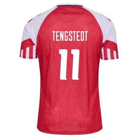 Kandiny Enfant Maillot Danemark Casper Tengstedt #11 Rouge Tenues Domicile 24-26 T-Shirt