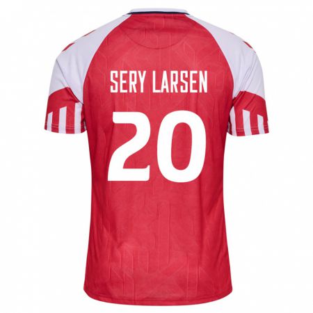 Kandiny Enfant Maillot Danemark Japhet Sery Larsen #20 Rouge Tenues Domicile 24-26 T-Shirt