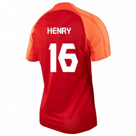 Kandiny Enfant Maillot Canada Maël Henry #16 Orange Tenues Domicile 24-26 T-Shirt