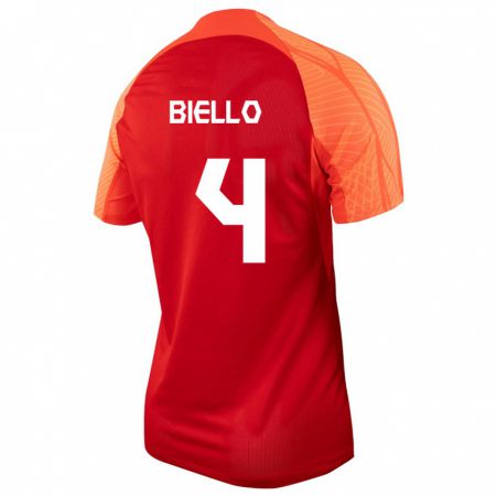 Kandiny Enfant Maillot Canada Alessandro Biello #4 Orange Tenues Domicile 24-26 T-Shirt