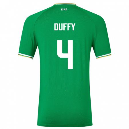 Kandiny Enfant Maillot Irlande Shane Duffy #4 Vert Tenues Domicile 24-26 T-Shirt