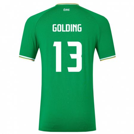 Kandiny Enfant Maillot Irlande James Golding #13 Vert Tenues Domicile 24-26 T-Shirt