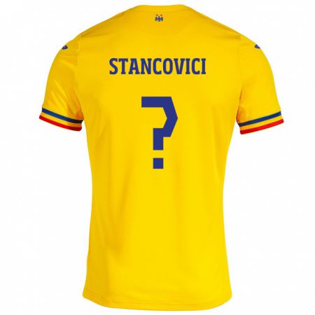 Kandiny Enfant Maillot Roumanie Victor Stancovici #0 Jaune Tenues Domicile 24-26 T-Shirt