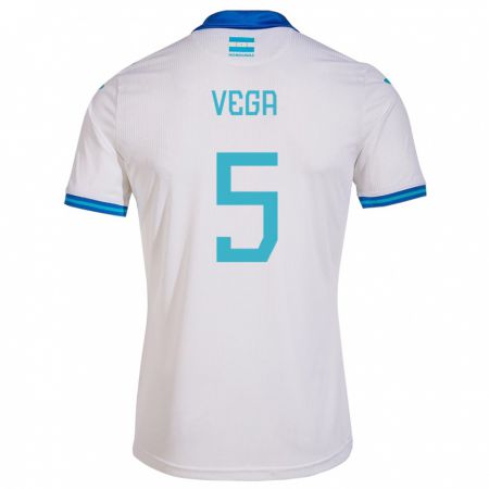 Kandiny Enfant Maillot Honduras Luis Vega #5 Blanc Tenues Domicile 24-26 T-Shirt