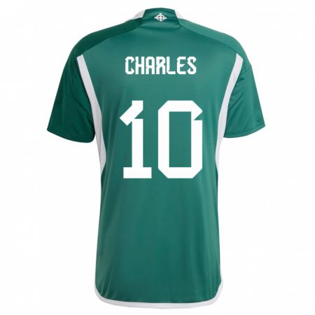 Kandiny Enfant Maillot Irlande Du Nord Dion Charles #10 Vert Tenues Domicile 24-26 T-Shirt
