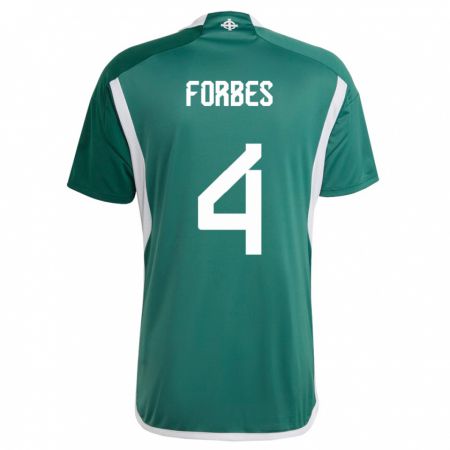 Kandiny Enfant Maillot Irlande Du Nord Michael Forbes #4 Vert Tenues Domicile 24-26 T-Shirt