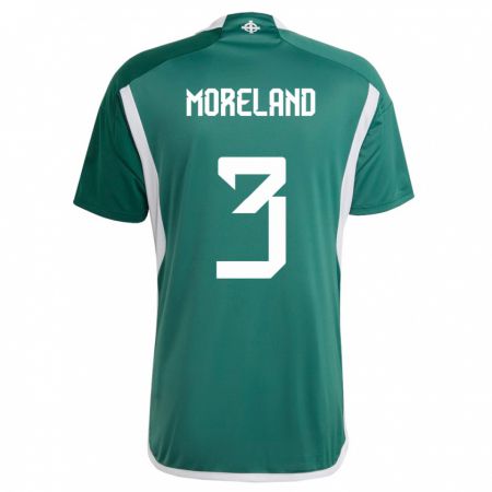 Kandiny Enfant Maillot Irlande Du Nord Calum Moreland #3 Vert Tenues Domicile 24-26 T-Shirt