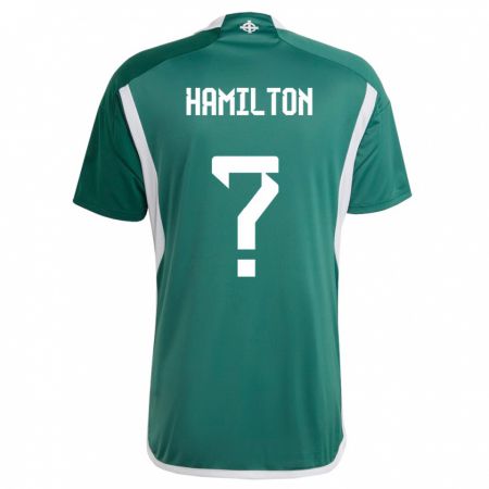 Kandiny Enfant Maillot Irlande Du Nord Scott Hamilton #0 Vert Tenues Domicile 24-26 T-Shirt