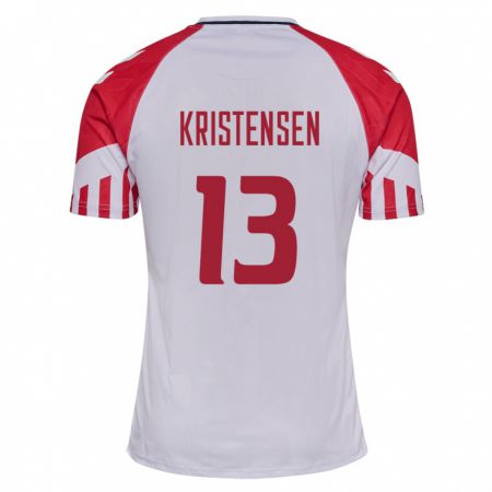 Kandiny Enfant Maillot Danemark Rasmus Kristensen #13 Blanc Tenues Extérieur 24-26 T-Shirt