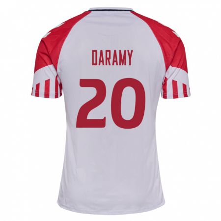 Kandiny Enfant Maillot Danemark Mohamed Daramy #20 Blanc Tenues Extérieur 24-26 T-Shirt