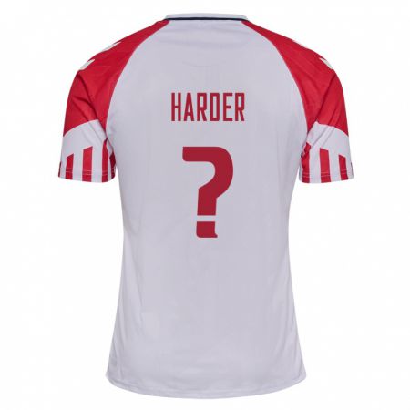 Kandiny Enfant Maillot Danemark Conrad Harder #0 Blanc Tenues Extérieur 24-26 T-Shirt