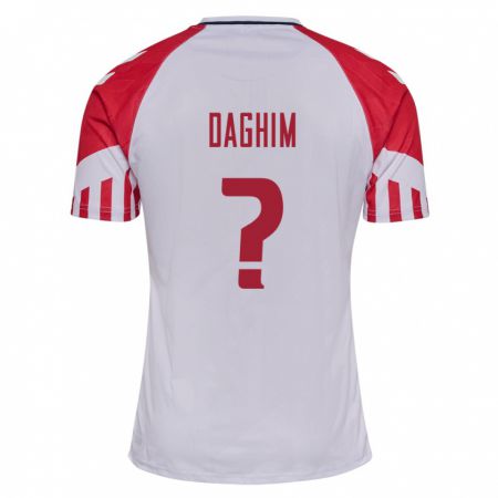 Kandiny Enfant Maillot Danemark Adam Daghim #0 Blanc Tenues Extérieur 24-26 T-Shirt