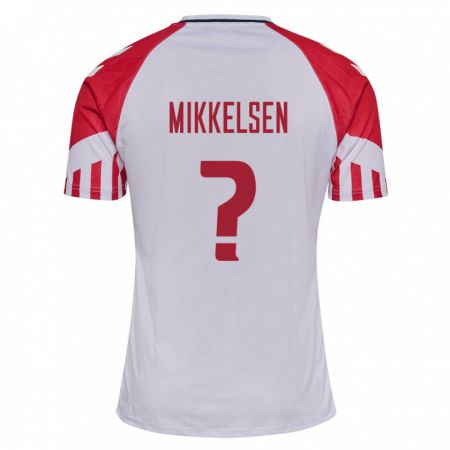 Kandiny Enfant Maillot Danemark Sebastian Mikkelsen #0 Blanc Tenues Extérieur 24-26 T-Shirt