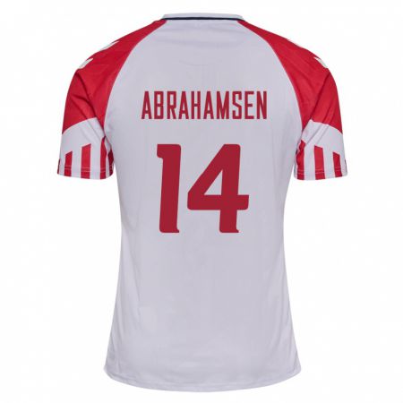 Kandiny Enfant Maillot Danemark Mads Abrahamsen #14 Blanc Tenues Extérieur 24-26 T-Shirt