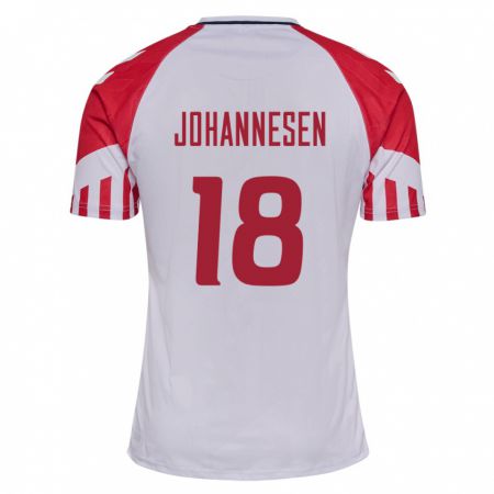 Kandiny Enfant Maillot Danemark Sofus Johannesen #18 Blanc Tenues Extérieur 24-26 T-Shirt