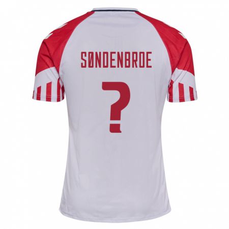Kandiny Enfant Maillot Danemark Andreas Søndenbroe #0 Blanc Tenues Extérieur 24-26 T-Shirt