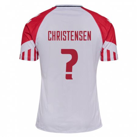 Kandiny Enfant Maillot Danemark Aske Christensen #5 Blanc Tenues Extérieur 24-26 T-Shirt