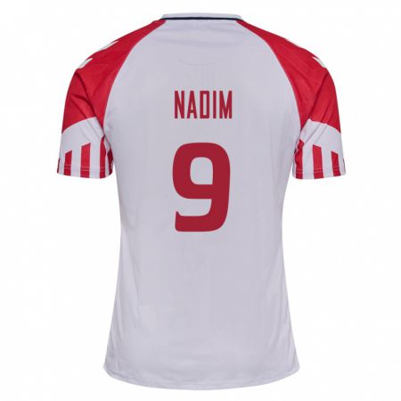 Kandiny Enfant Maillot Danemark Nadia Nadim #9 Blanc Tenues Extérieur 24-26 T-Shirt