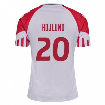 Kandiny Enfant Maillot Danemark Rasmus Hojlund #20 Blanc Tenues Extérieur 24-26 T-Shirt