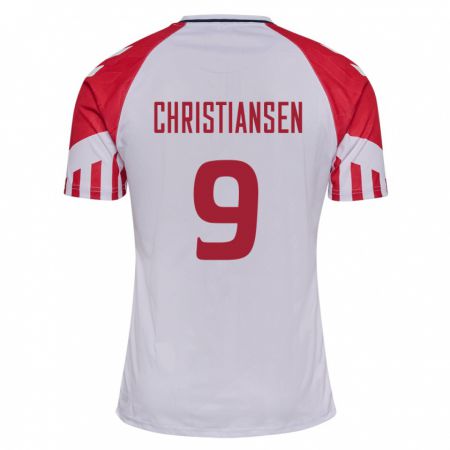 Kandiny Enfant Maillot Danemark Nanna Christiansen #9 Blanc Tenues Extérieur 24-26 T-Shirt