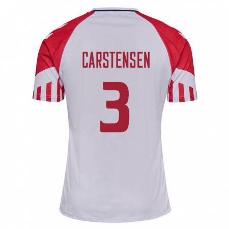 Kandiny Enfant Maillot Danemark Rasmus Carstensen #3 Blanc Tenues Extérieur 24-26 T-Shirt