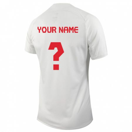 Kandiny Enfant Maillot Canada Votre Nom #0 Blanc Tenues Extérieur 24-26 T-Shirt