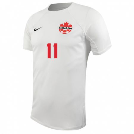 Kandiny Enfant Maillot Canada Tajon Buchanan #11 Blanc Tenues Extérieur 24-26 T-Shirt