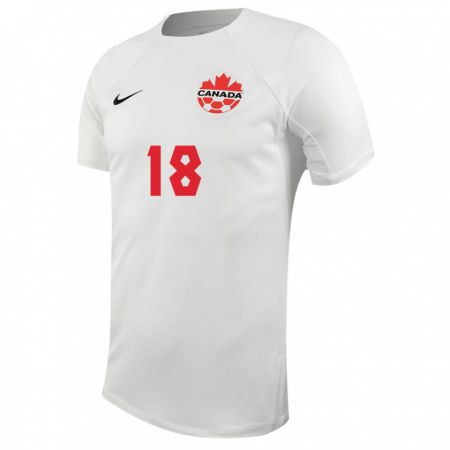 Kandiny Enfant Maillot Canada Matthew Nogueira #18 Blanc Tenues Extérieur 24-26 T-Shirt