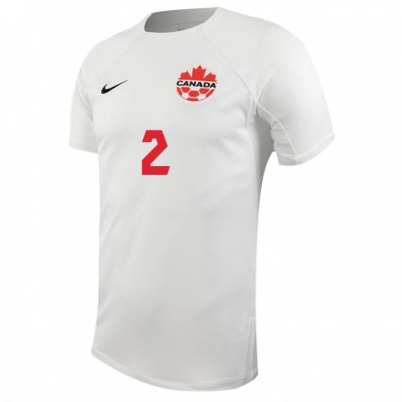 Kandiny Enfant Maillot Canada Alistair Johnston #2 Blanc Tenues Extérieur 24-26 T-Shirt