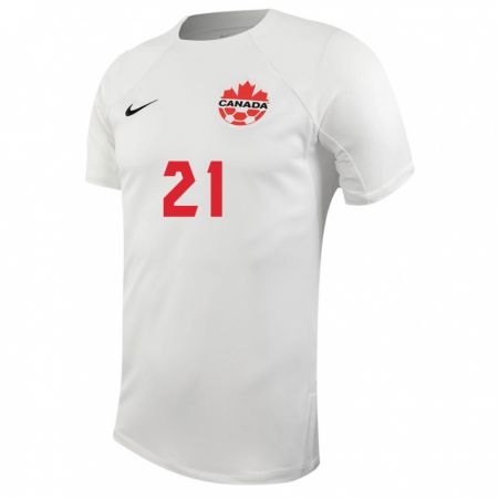 Kandiny Enfant Maillot Canada Lucas Ozimec #21 Blanc Tenues Extérieur 24-26 T-Shirt
