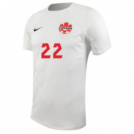Kandiny Enfant Maillot Canada Richie Laryea #22 Blanc Tenues Extérieur 24-26 T-Shirt