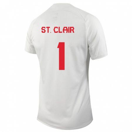Kandiny Enfant Maillot Canada Dayne St. Clair #1 Blanc Tenues Extérieur 24-26 T-Shirt