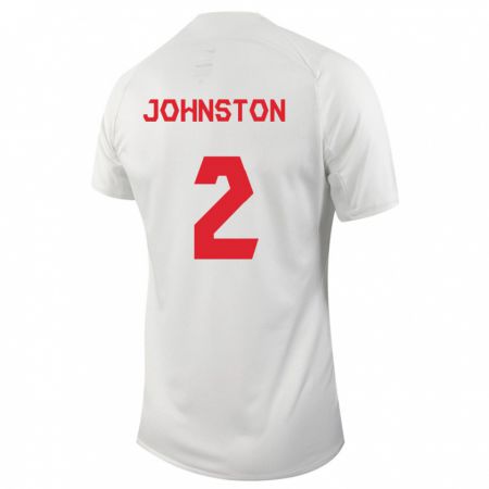 Kandiny Enfant Maillot Canada Alistair Johnston #2 Blanc Tenues Extérieur 24-26 T-Shirt