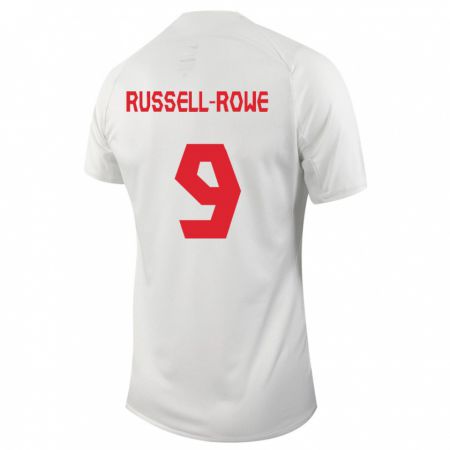 Kandiny Enfant Maillot Canada Jacen Russell-Rowe #9 Blanc Tenues Extérieur 24-26 T-Shirt