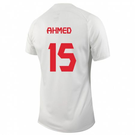 Kandiny Enfant Maillot Canada Ali Ahmed #15 Blanc Tenues Extérieur 24-26 T-Shirt