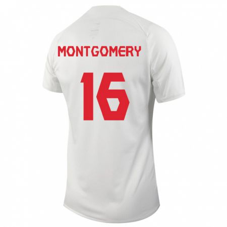 Kandiny Enfant Maillot Canada Callum Montgomery #16 Blanc Tenues Extérieur 24-26 T-Shirt