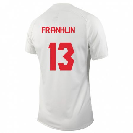 Kandiny Enfant Maillot Canada Kobe Franklin #13 Blanc Tenues Extérieur 24-26 T-Shirt