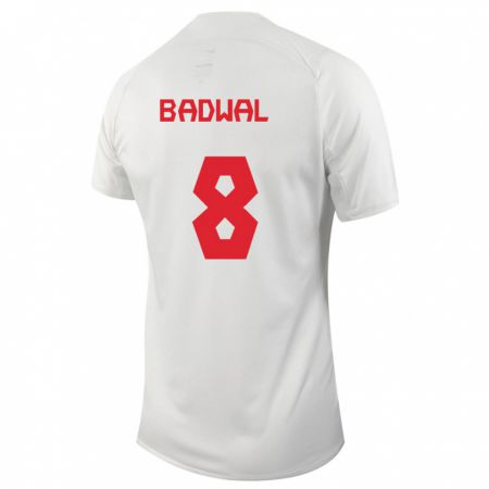 Kandiny Enfant Maillot Canada Jeevan Badwal #8 Blanc Tenues Extérieur 24-26 T-Shirt