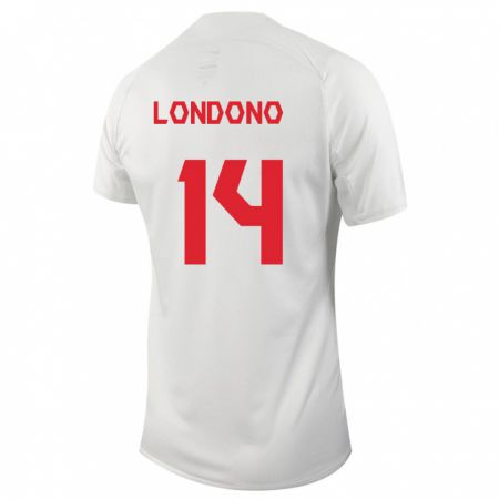 Kandiny Enfant Maillot Canada Tyler Londono #14 Blanc Tenues Extérieur 24-26 T-Shirt