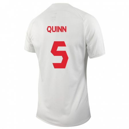 Kandiny Enfant Maillot Canada Quinn #5 Blanc Tenues Extérieur 24-26 T-Shirt