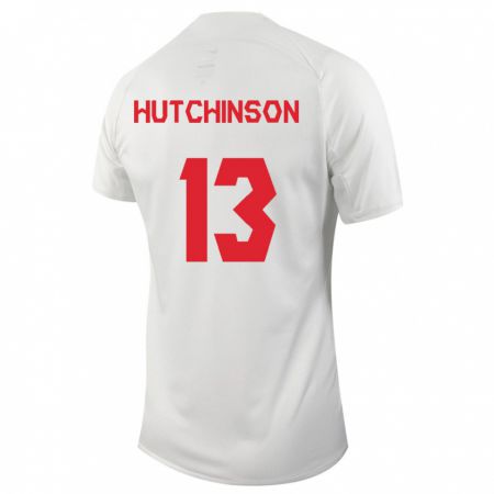 Kandiny Enfant Maillot Canada Atiba Hutchinson #13 Blanc Tenues Extérieur 24-26 T-Shirt