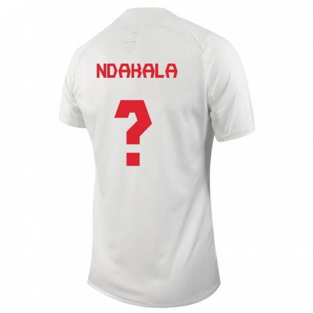 Kandiny Enfant Maillot Canada Joshue Ndakala #0 Blanc Tenues Extérieur 24-26 T-Shirt