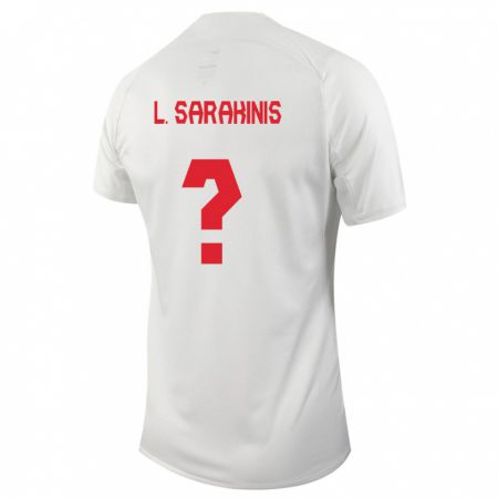 Kandiny Enfant Maillot Canada Lucas Sarakinis #0 Blanc Tenues Extérieur 24-26 T-Shirt