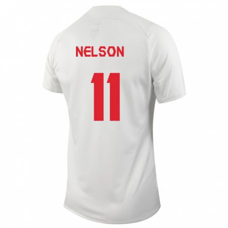 Kandiny Enfant Maillot Canada Jayden Nelson #11 Blanc Tenues Extérieur 24-26 T-Shirt
