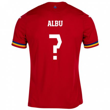 Kandiny Enfant Maillot Roumanie Luca Albu #0 Rouge Tenues Extérieur 24-26 T-Shirt